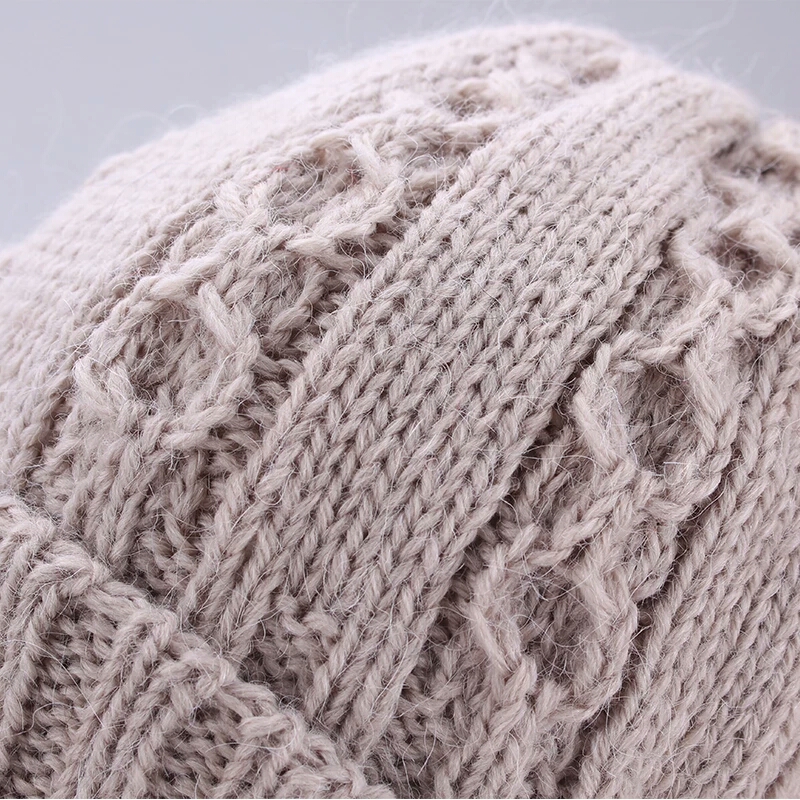 Pure Cashmere Hat Gray Knit Lined Winter Cashmere Hat 