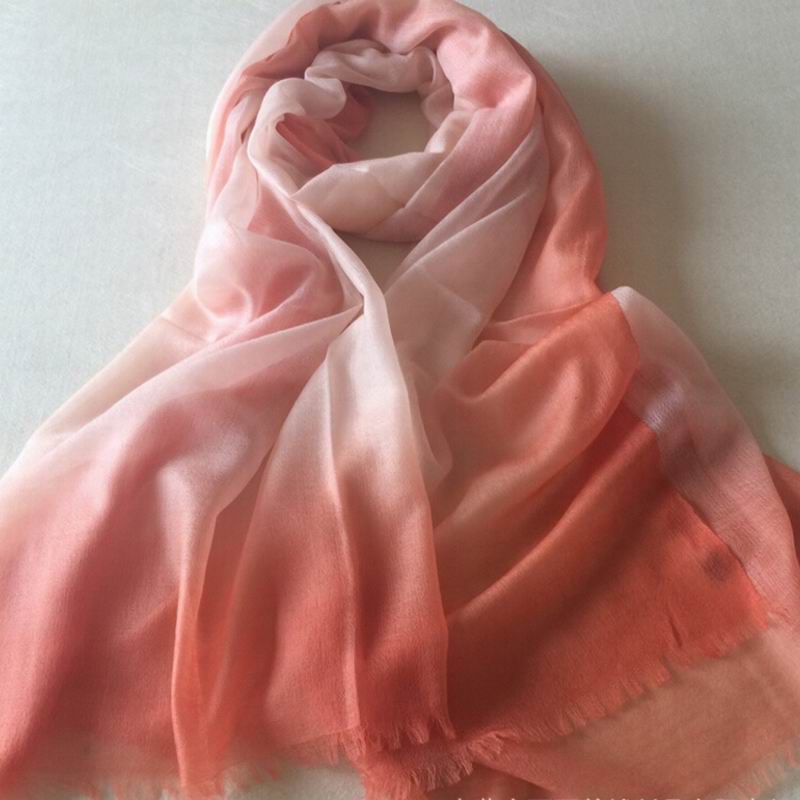 Pure Cashmere Scarves Orange Gradient Women Fashional Winter Scarf