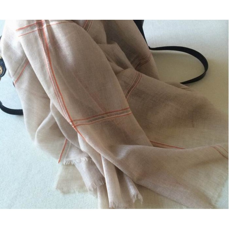 Pure Cashmere Scarves Beige Plaid Women Fashional Winter Scarf