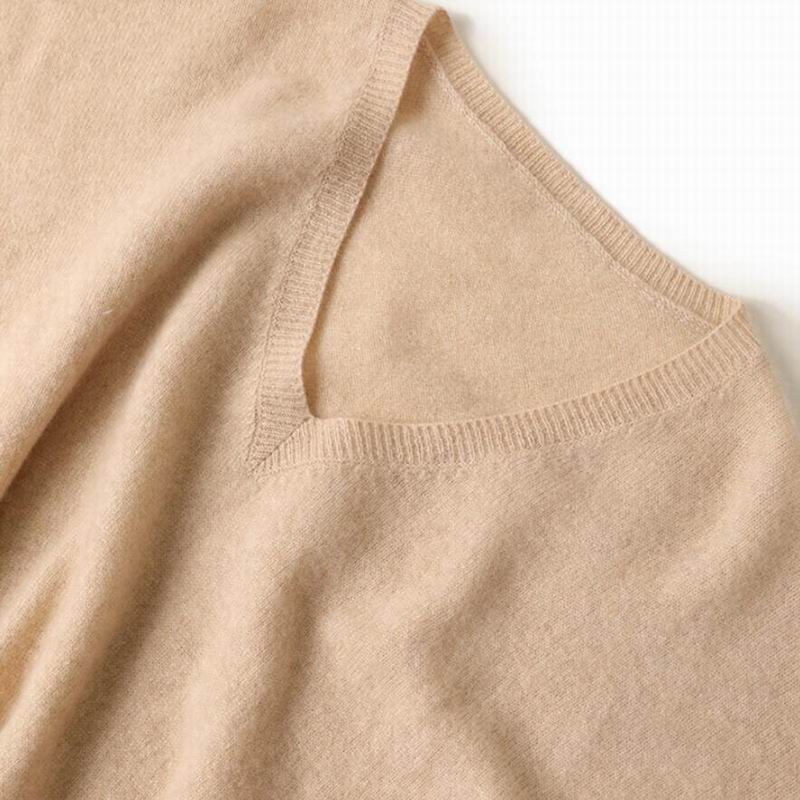 Pure cashmere sweater women Loose Pullover Short Sleeve V-neck Warm Soft Solid Sweaters Natural Fabric Free Shipping