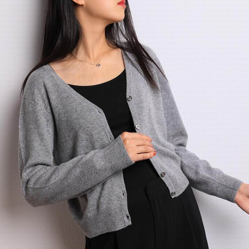 Bogeda 100 Cashmere Sweater Women V-Neck Gray Cardigan Natural Fabric Soft Warm High Quality Free Shipping