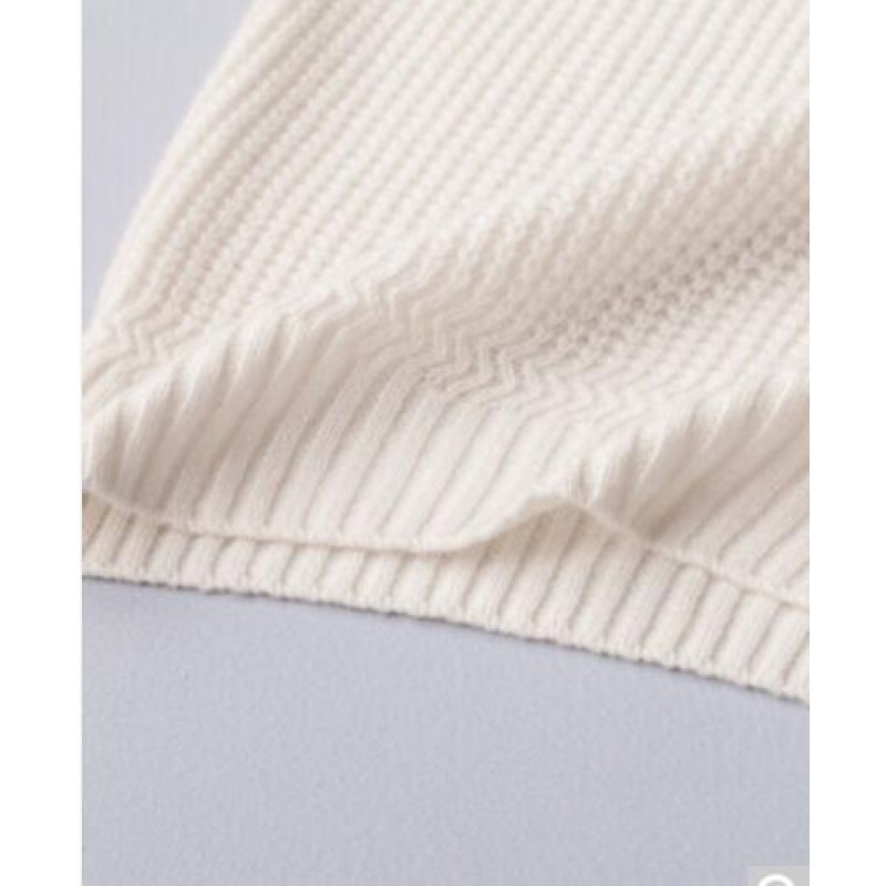 Pure Cashmere Sweater White Round Collar Winter Men Sweater