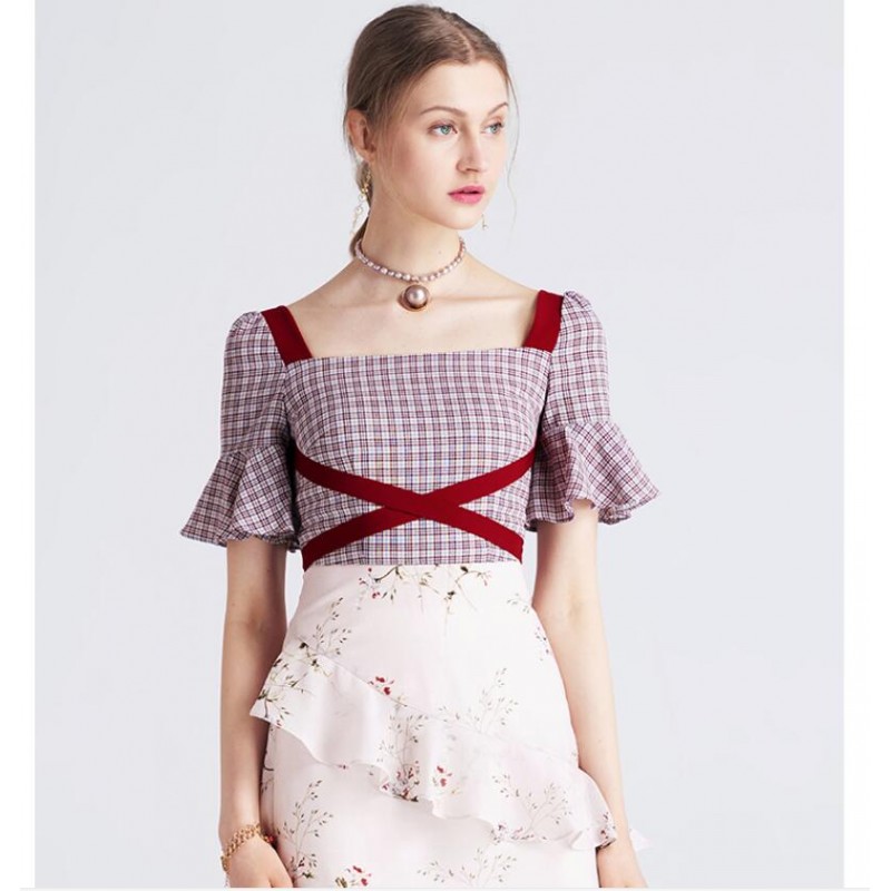 Soft Cotton Blended Pink Print Dress Summer Fashion Clothing