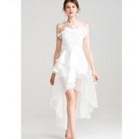 Viscose Party Dresses White Off Shoulder Layer Women Summer Dress