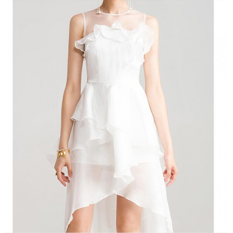 Viscose Party Dresses White Off Shoulder Layer Women Summer Dress