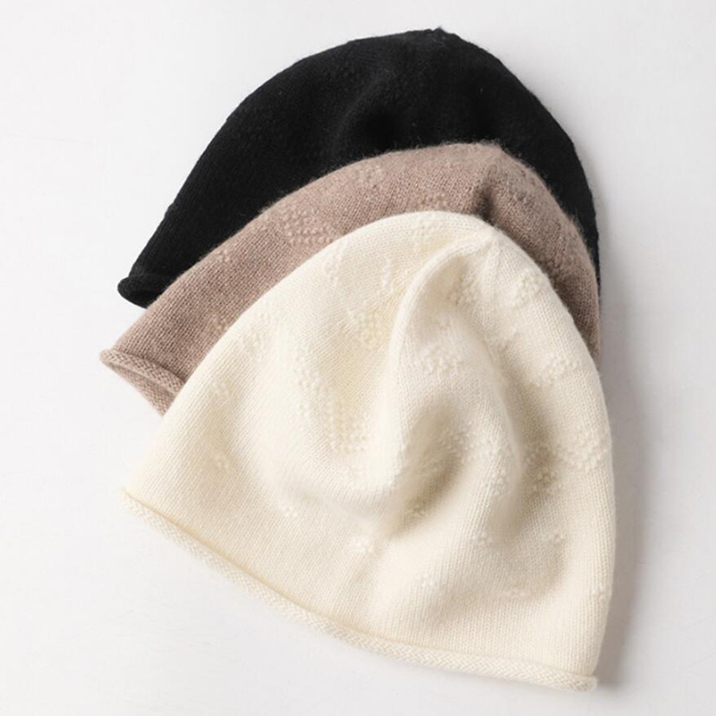Women White Cashmere Hat Black Khaki Beanies Women Winter Warm Cap Natural Fabric Soft Warm Hats Girl Gift Free Shipping