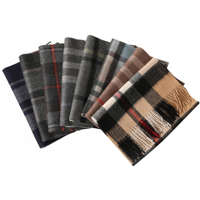 Cashmere Scarf Men Scotland Plaid Gray Camel High Quality Winter Scarf Warm Thick Free Shipping