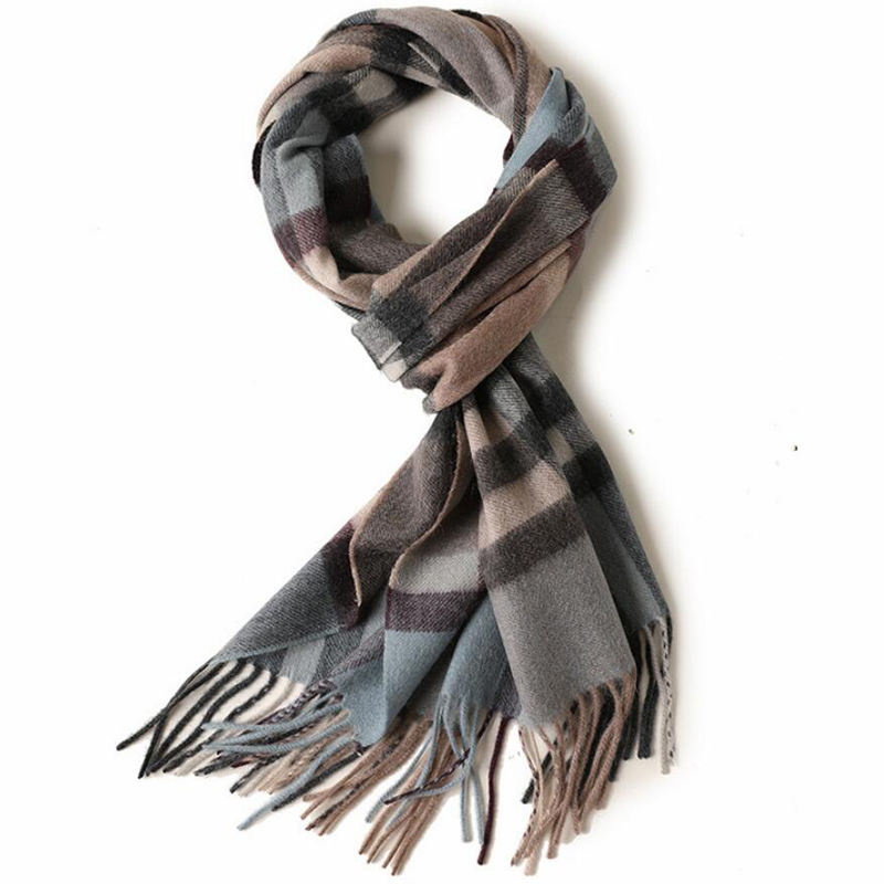 Cashmere Scarf Men Scotland Plaid Gray Camel High Quality Winter Scarf Warm Thick Free Shipping