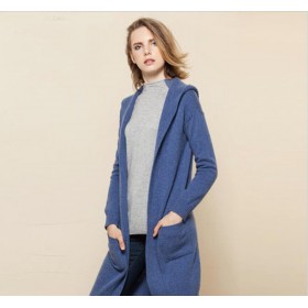 Pure Cashmere Sweater Blue Long Winter Women Sweater