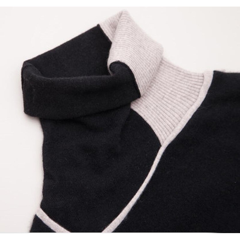 Pure Cashmere Sweater Gray Bicolor Women Winter Sweater 