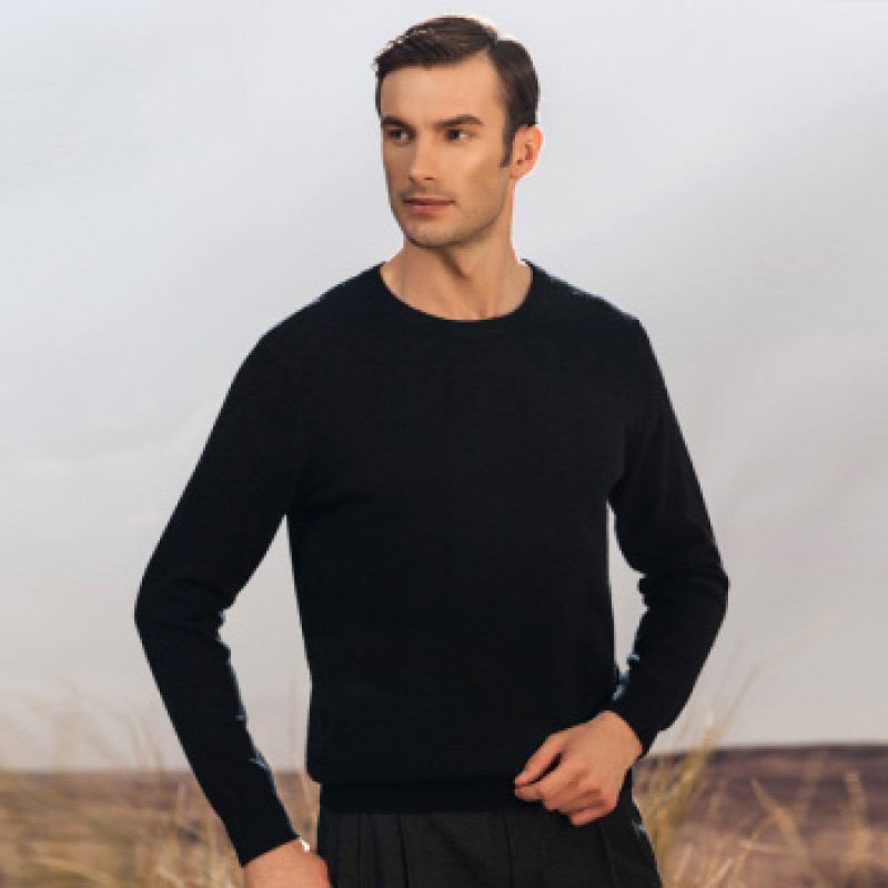 Pure Cashmere Sweater Black Winter Men Sweater