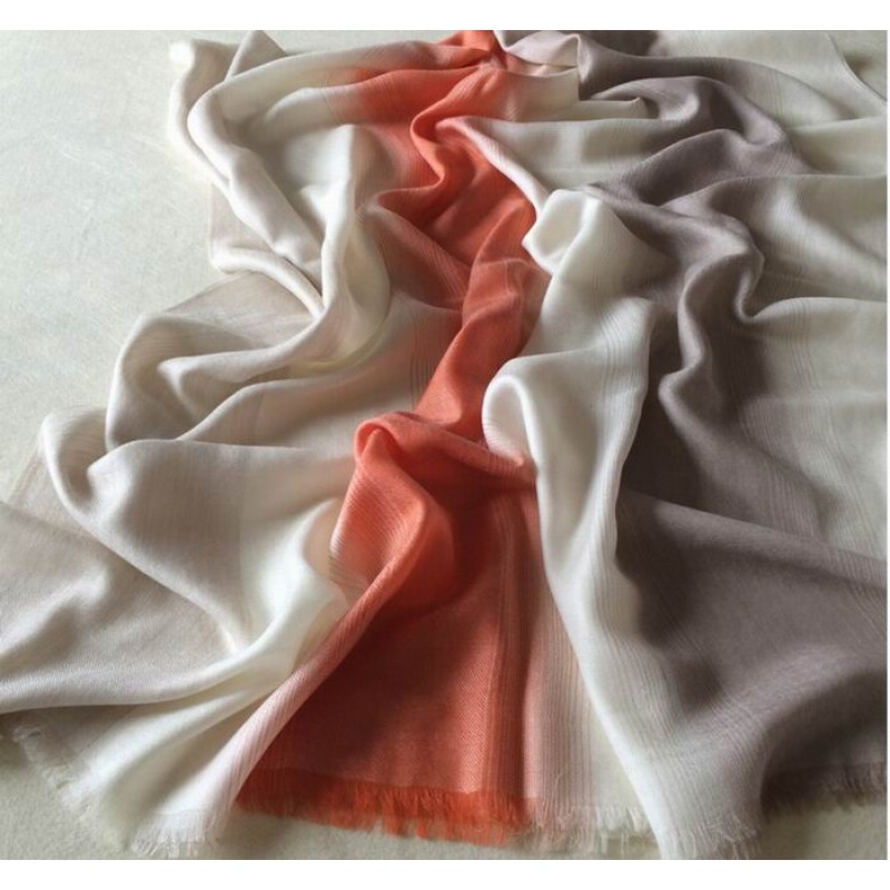 Pure Cashmere Scarves White Gradient Fashional Winter Scarf