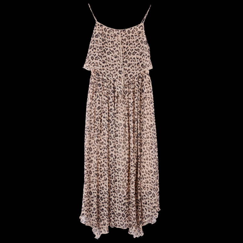High Quality Fabric Woman Clothing Hot Selling 2019 New Summer Dress Women100% Silk Leopard - Print Suspender Open Back Dress