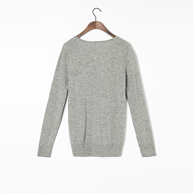 Cashmere Wool Sweater Women High Quality V-neck Beige Gray Sweaters Pullover Lady Warm Soft Solid Natural Fabric