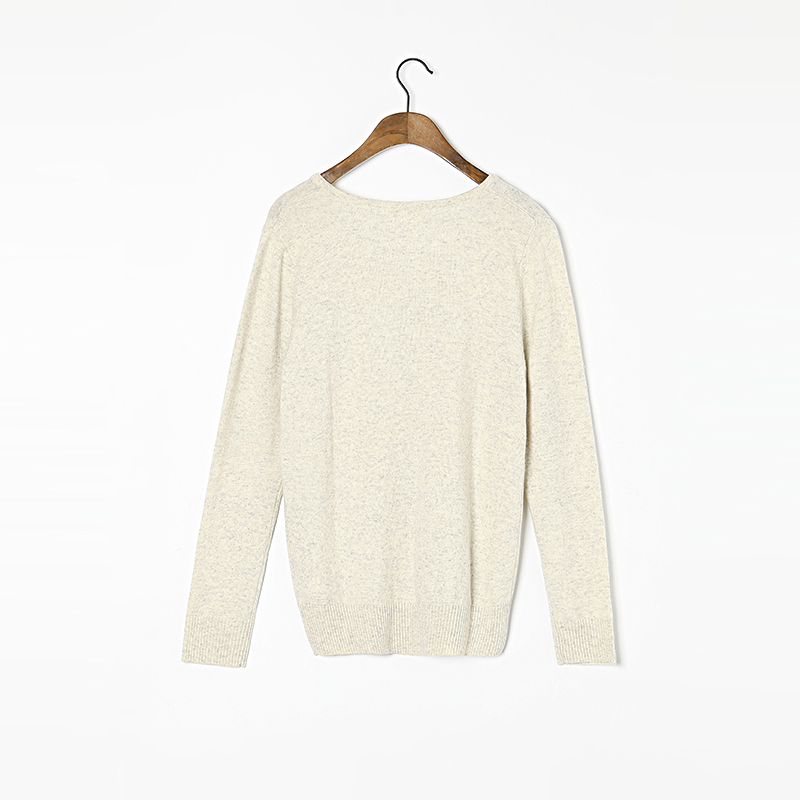 Cashmere Wool Sweater Women High Quality V-neck Beige Gray Sweaters Pullover Lady Warm Soft Solid Natural Fabric