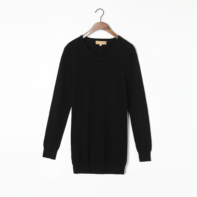Cashmere Wool Sweater Women Winter Basic Pullover High Quality V-neck Black Sweaters Lady Warm Soft Natural Fabric