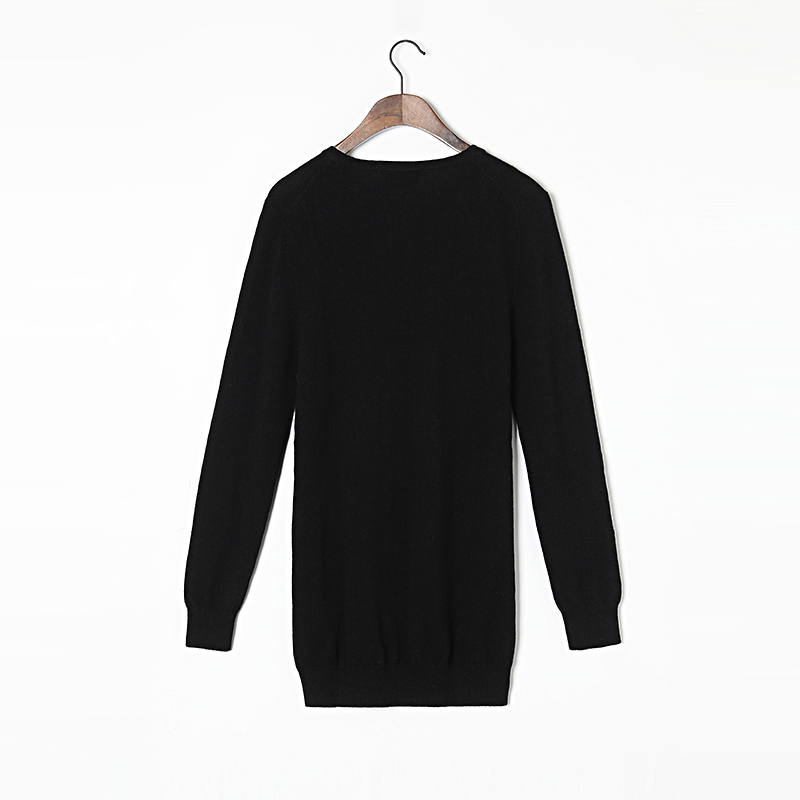 Cashmere Wool Sweater Women Winter Basic Pullover High Quality V-neck Black Sweaters Lady Warm Soft Natural Fabric