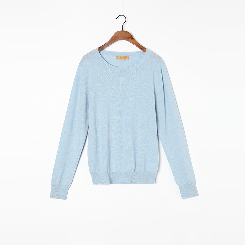 Cashmere Wool Sweater Women Winter Basic Pullover High Quality O-neck Sky Blue Solid Sweaters Lady Warm Soft Natural Fabric