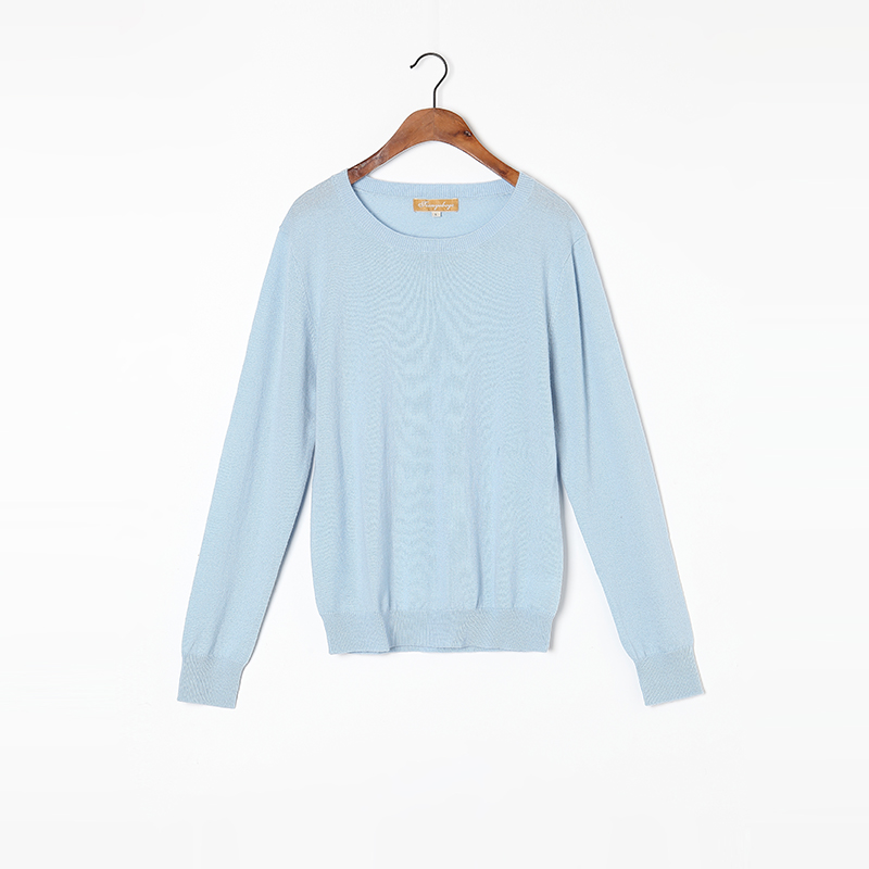Cashmere Wool Sweater Women Winter Basic Pullover High Quality O-neck Sky Blue Solid Sweaters Lady Warm Soft Natural Fabric