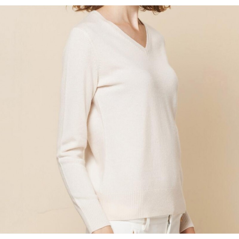 Pure Cashmere Sweater Brown V-neck Women Winter Sweater