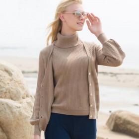 Pure Cashmere Sweater Camel Cardigan Winter Women Sweaters