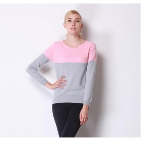 Pure Cashmere Sweater Pullover O-neck Women Winter Sweater Pink Gray 100%cashmere