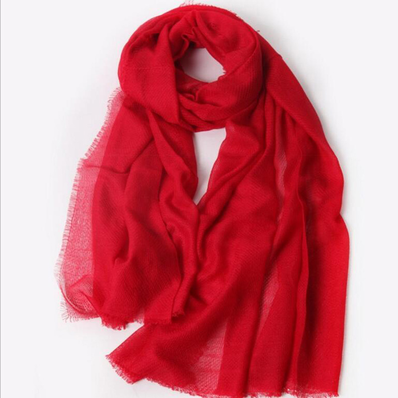 Pure Cashmere Scarves Red Orange Blue Green White Infinity Women Winter Scarf