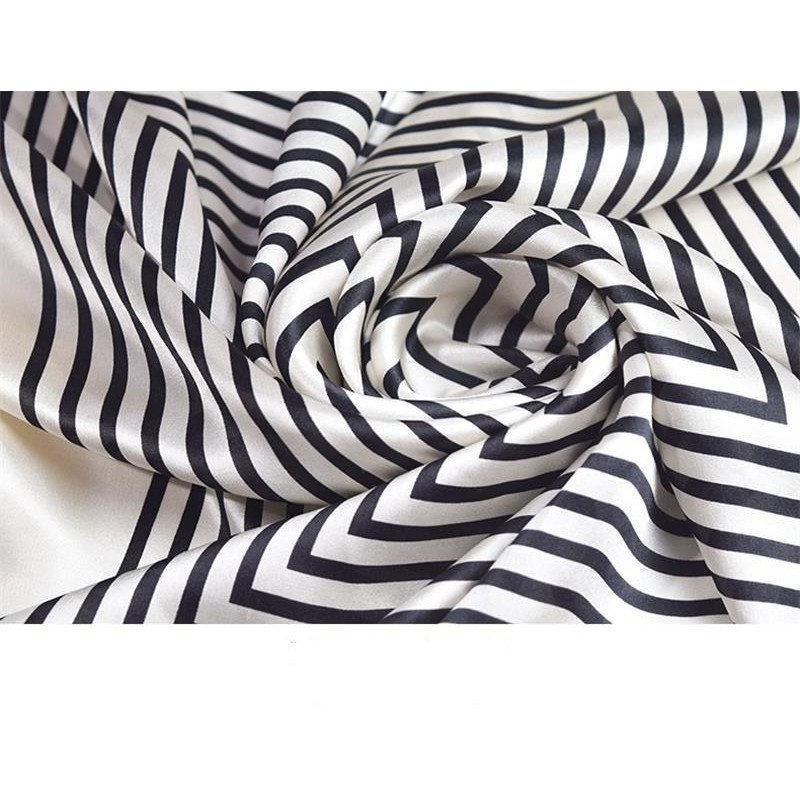 Silk Scarf 90*90cm100 silk black and white stripes  High Quality Free Shipping