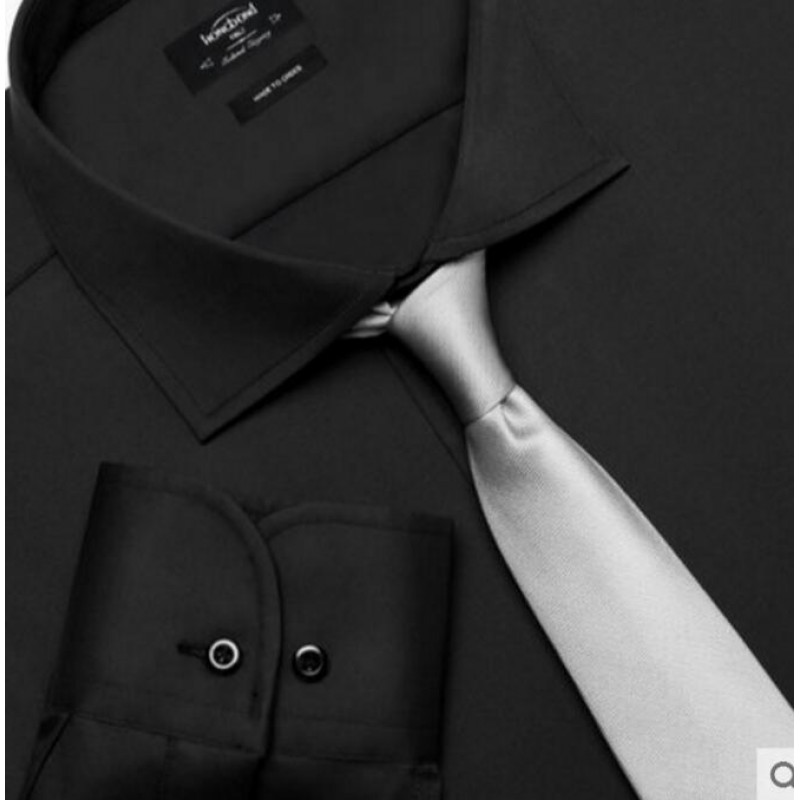 Pure Cotton Shirt Black Formal Men Customize Shirt 