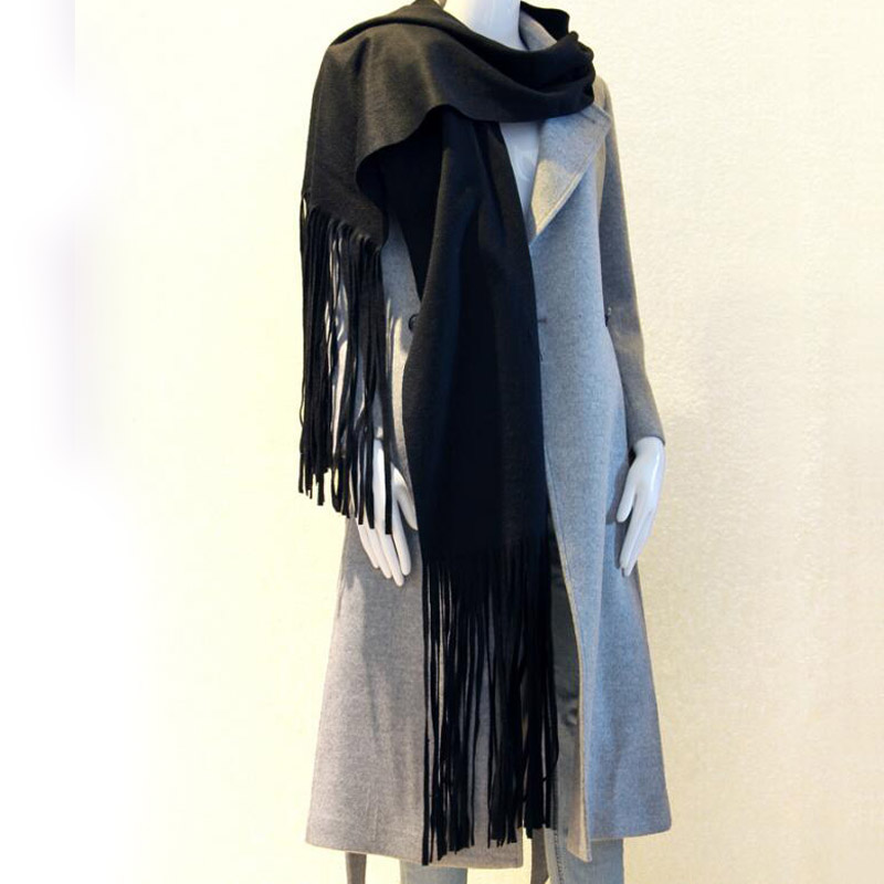 Pure Cashmere Scarves Black Women Winter Scarf