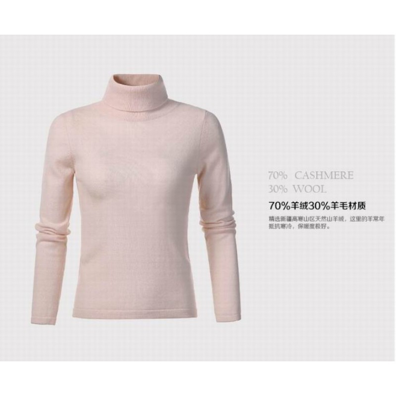 Cashmere Wool Sweater Women Pullover Pink Turtleneck Lady Winter Sweaters 30%cashmere70%wool