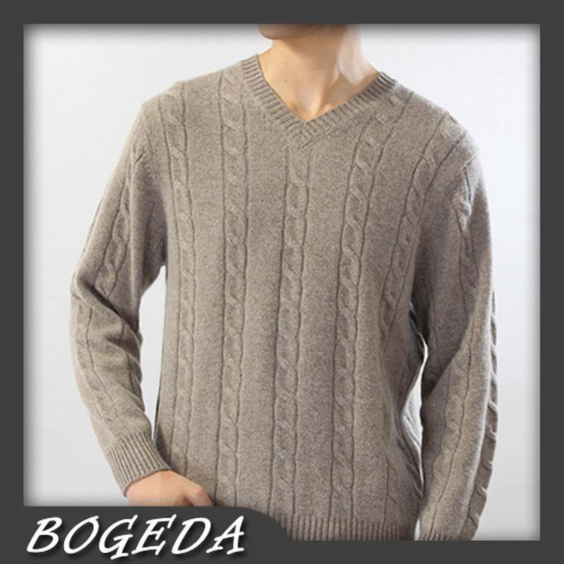 100%Cashmere Sweater Men Light Gray V-neck Pullover Winter Man Sweaters Thick