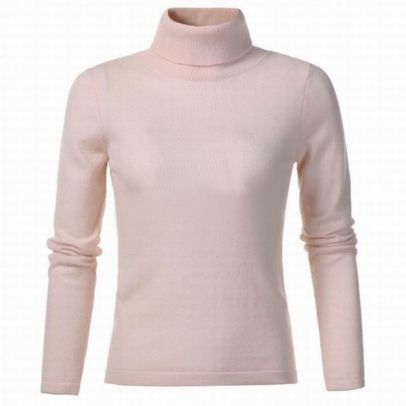 Cashmere Wool Sweater Women Pullover Pink Turtleneck Lady Winter Sweaters 30%cashmere70%wool