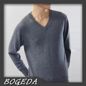 100%Cashmere Sweater Men Gray V-neck Pullover Winter Man Sweaters