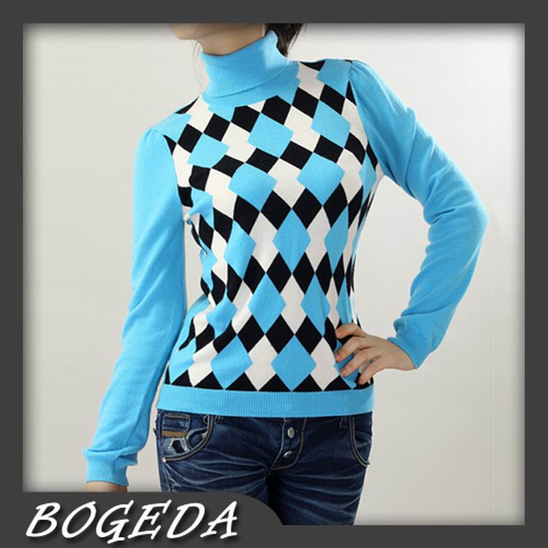 100%Cashmere Sweater Pullover Turtleneck Lady Winter Sweater blue