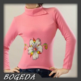 100%Cashmere Sweater Pullover Turndown neck Lady Winter Sweater pink 