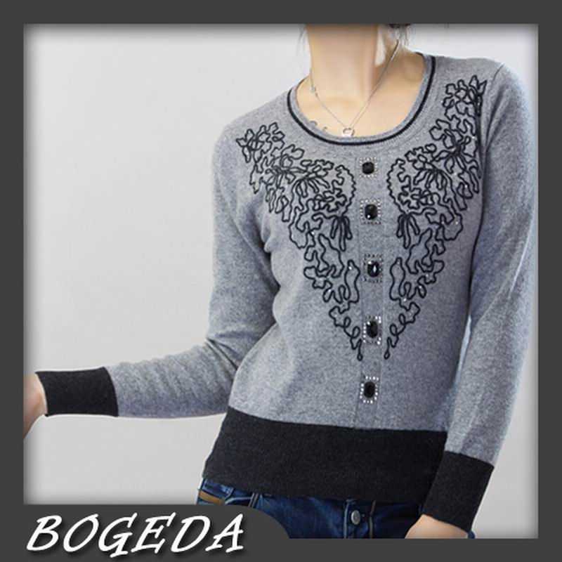 100%Cashmere Sweater Pullover O-neck Lady Winter Sweater Gray