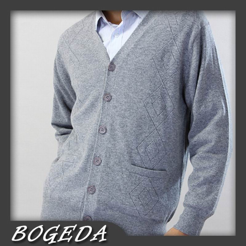 100%Cashmere Sweater Men Gray V-neck Cardigan Winter Man Sweaters 