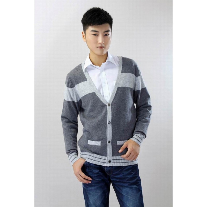 100%Cashmere Sweater Men Gray Cardigan Winter Man Sweaters