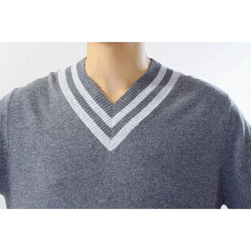 100%Cashmere Sweater Men Gray V-neck Pullover Winter Man Sweaters