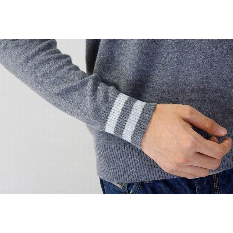 100%Cashmere Sweater Men Gray V-neck Pullover Winter Man Sweaters