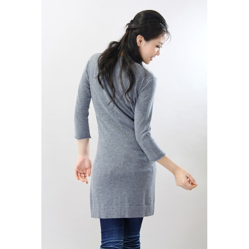 100%Cashmere Sweater Cardigan V-Neck Lady Winter Sweater Long 