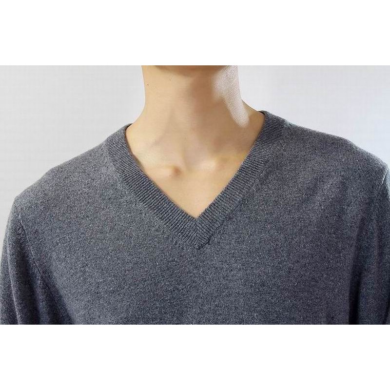 100%Cashmere Sweater Men Gray V-neck Pullover Winter Man Sweaters