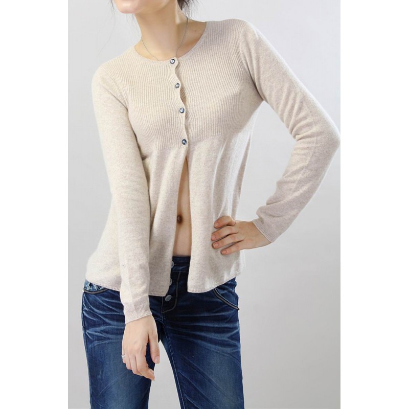 100%Cashmere Sweater Cardigan O-neck Lady Winter Sweater  