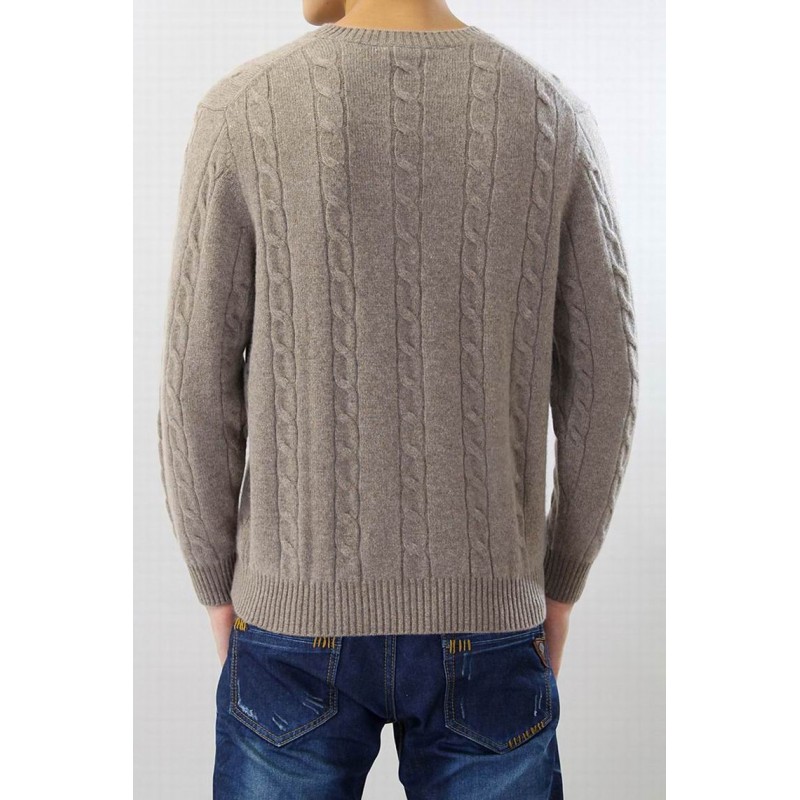 100%Cashmere Sweater Men Light Gray V-neck Pullover Winter Man Sweaters Thick