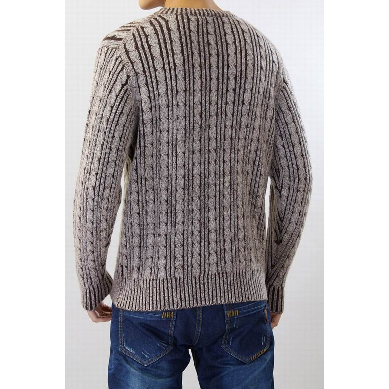 100%Cashmere Sweater Men Brown O-neck Pullover Winter Man Sweaters Thick