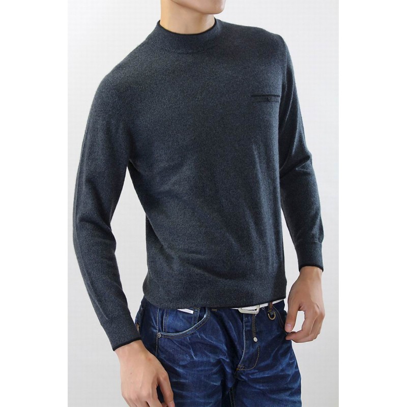 100%Cashmere Sweater Men Turtleneck Pullover Winter Man Sweaters Dark Gray 