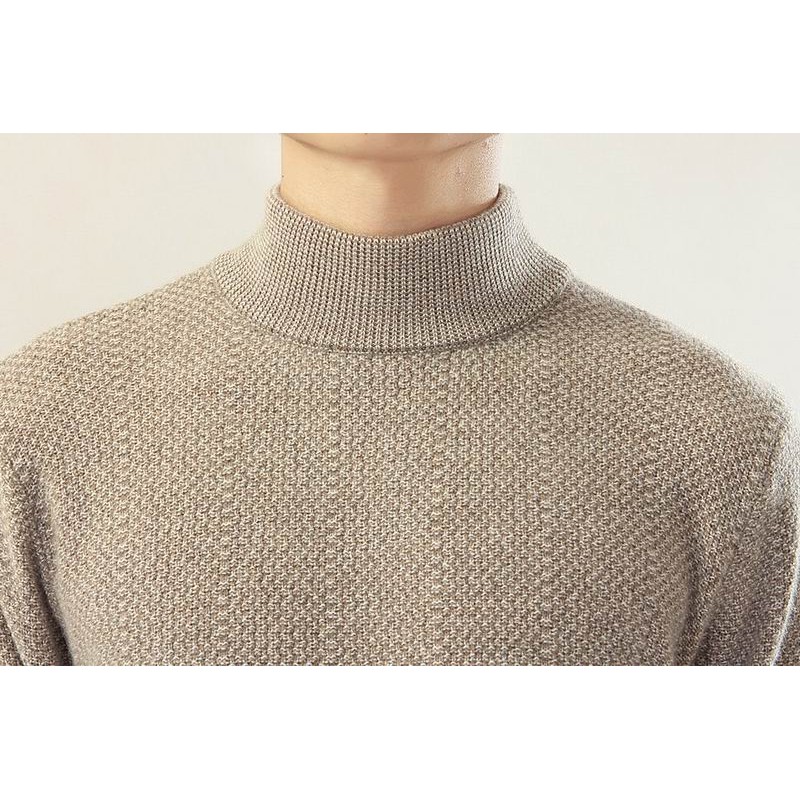 100%Cashmere Sweater Men Turtleneck Pullover Winter Thick Man Sweaters Gray Brown 