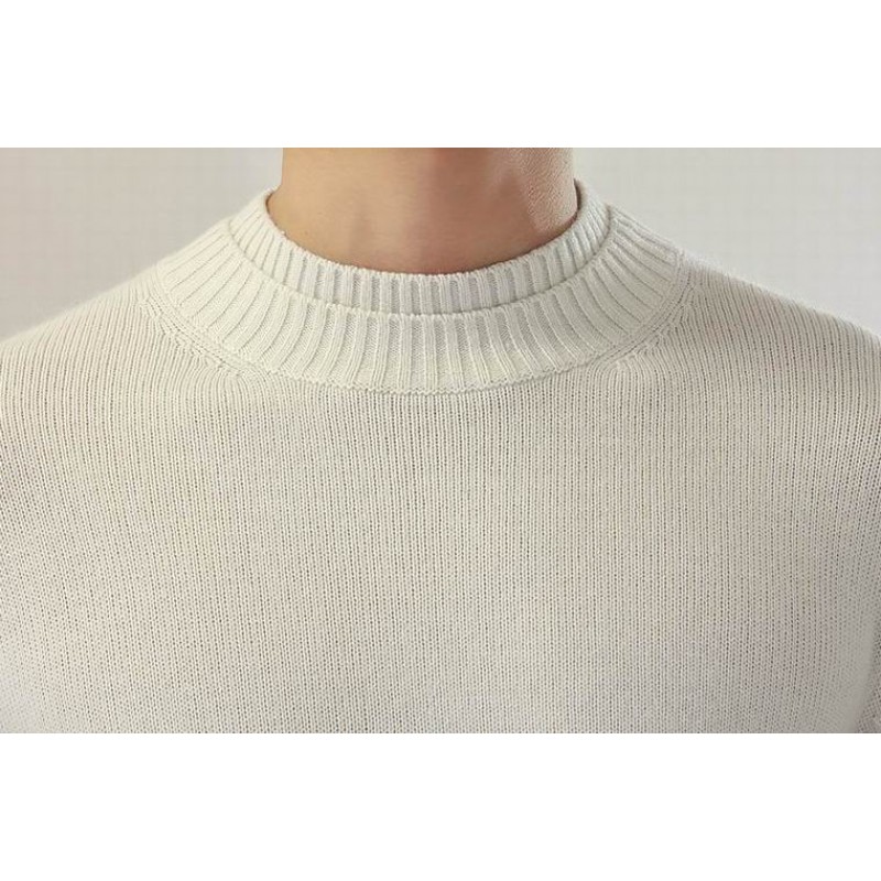 100%Cashmere Sweater Men White O-neck Pullover Winter Man Sweaters Thick