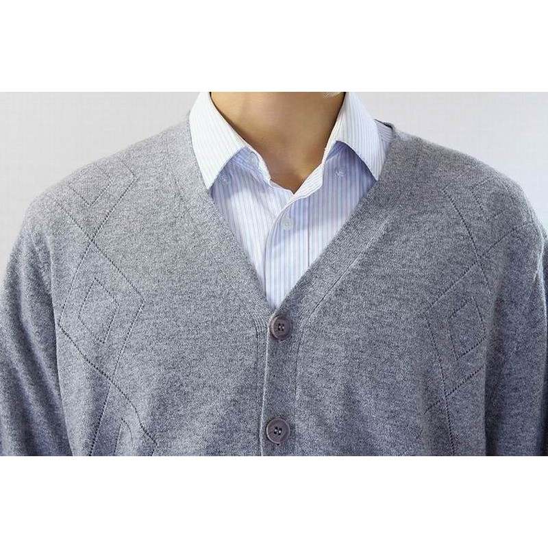 100%Cashmere Sweater Men Gray V-neck Cardigan Winter Man Sweaters 